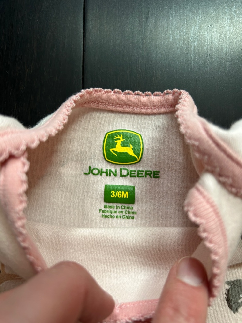 John Deere Pink Horse Print Baby One-Piece with Matching Pants Size 3-6 Months - Picture 3 of 6